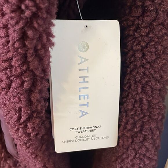 New Athleta Cozy Sherpa Snap Sweatshirt - Picture 3 of 7